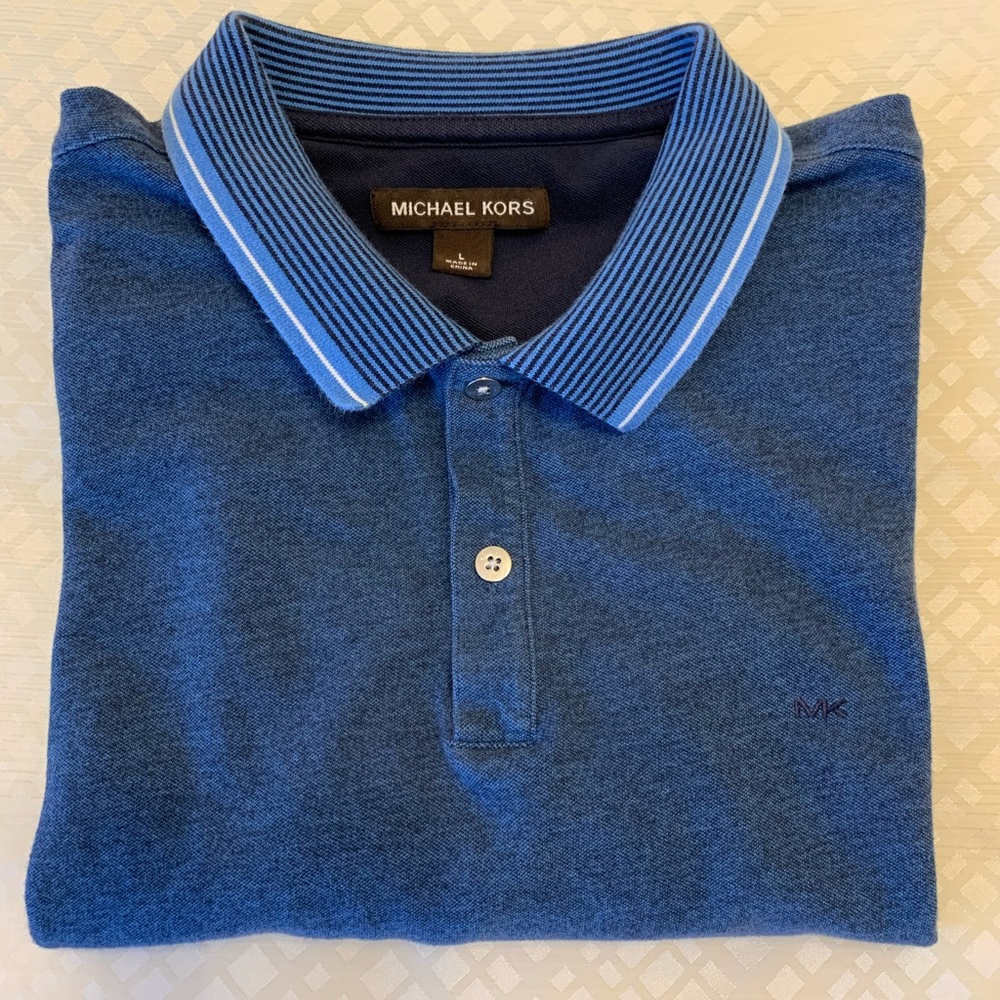 MICHAEL KORS MENS - Polo Shirt In Dark Blue (Size Medium)